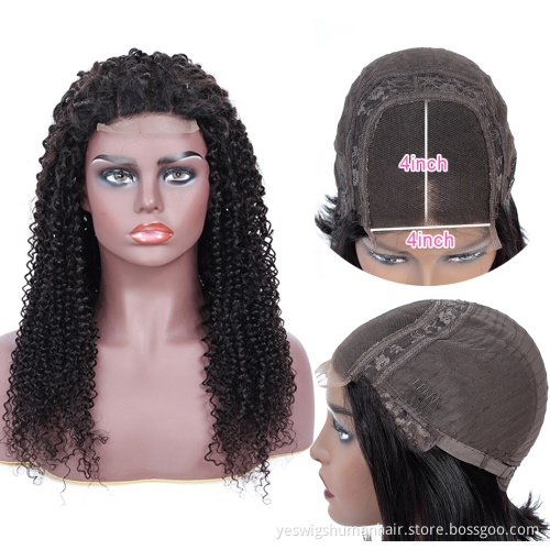 new arrival 2021 curly hair lace front wig vendor cheap price human hair 4x4 swiss lace closure wig with kinky curls large stock